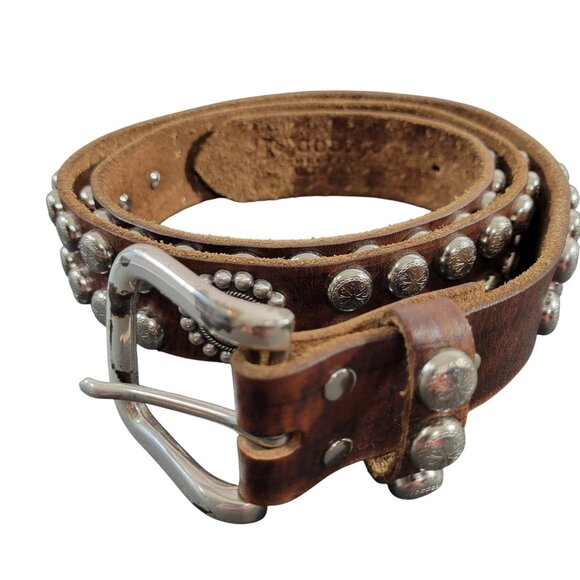 Nocona Brown Leather Studded Belt Mens 38 N2498802 Cowboy Western Country - Picture 1 of 8